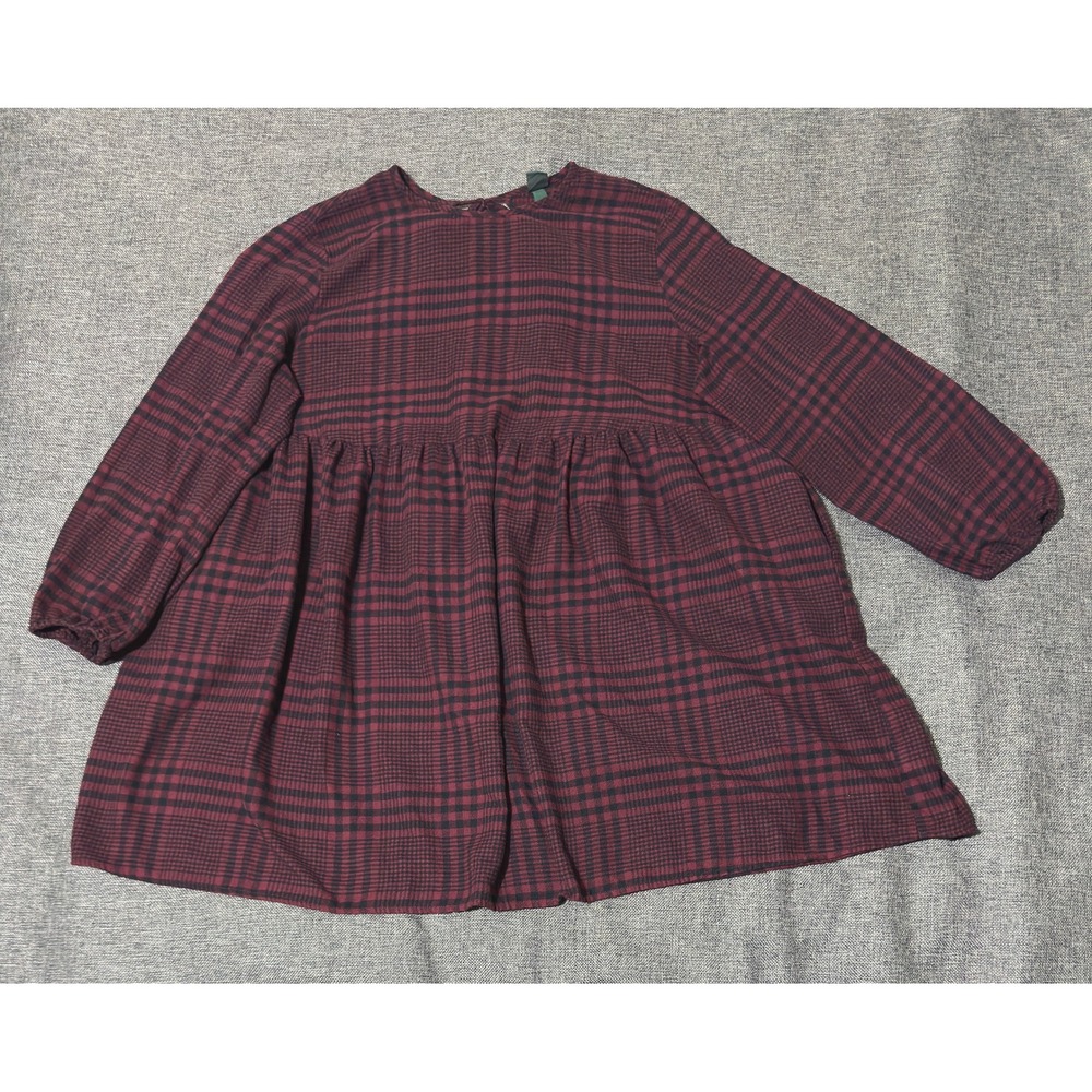 Wild Fable Womens XXL Dress Plaid Long Sleeve Babydoll Burgundy